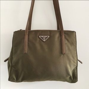 Authentic Prada Nylon army green shoulder Bag